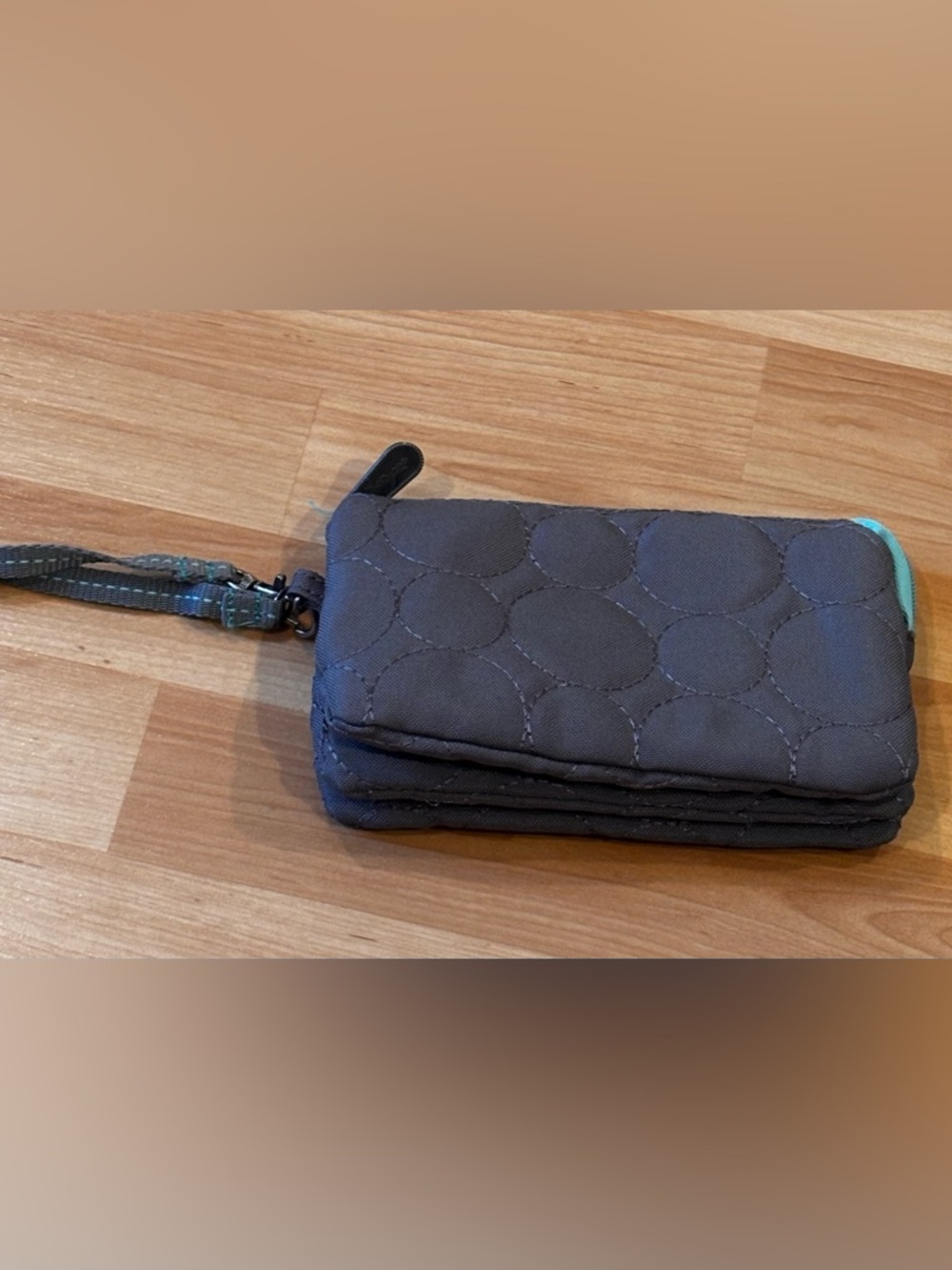 Thirty-one‎ Gray with  Teal Interior Wristlet